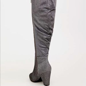 Torrid, Silver Sparkle Slouch Boot (Wide Width & Wide Calf), holiday, New Years